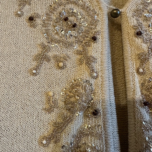 Ann Taylor size small beaded cream cardigan - Picture 6 of 6